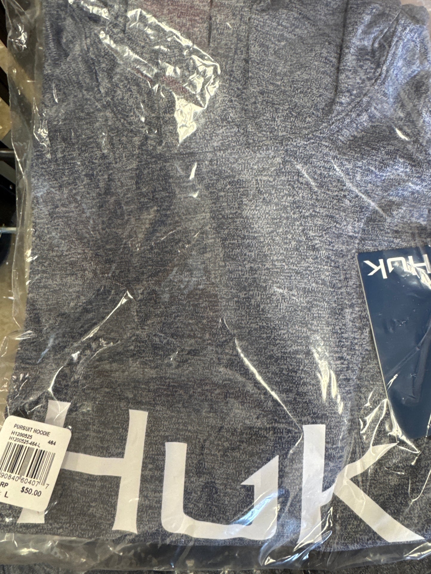 HUK Pursuit LS Hoodie Heather Navy XXL