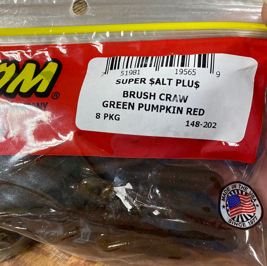 Zoom Brush Craw - Green Pumpkin Red