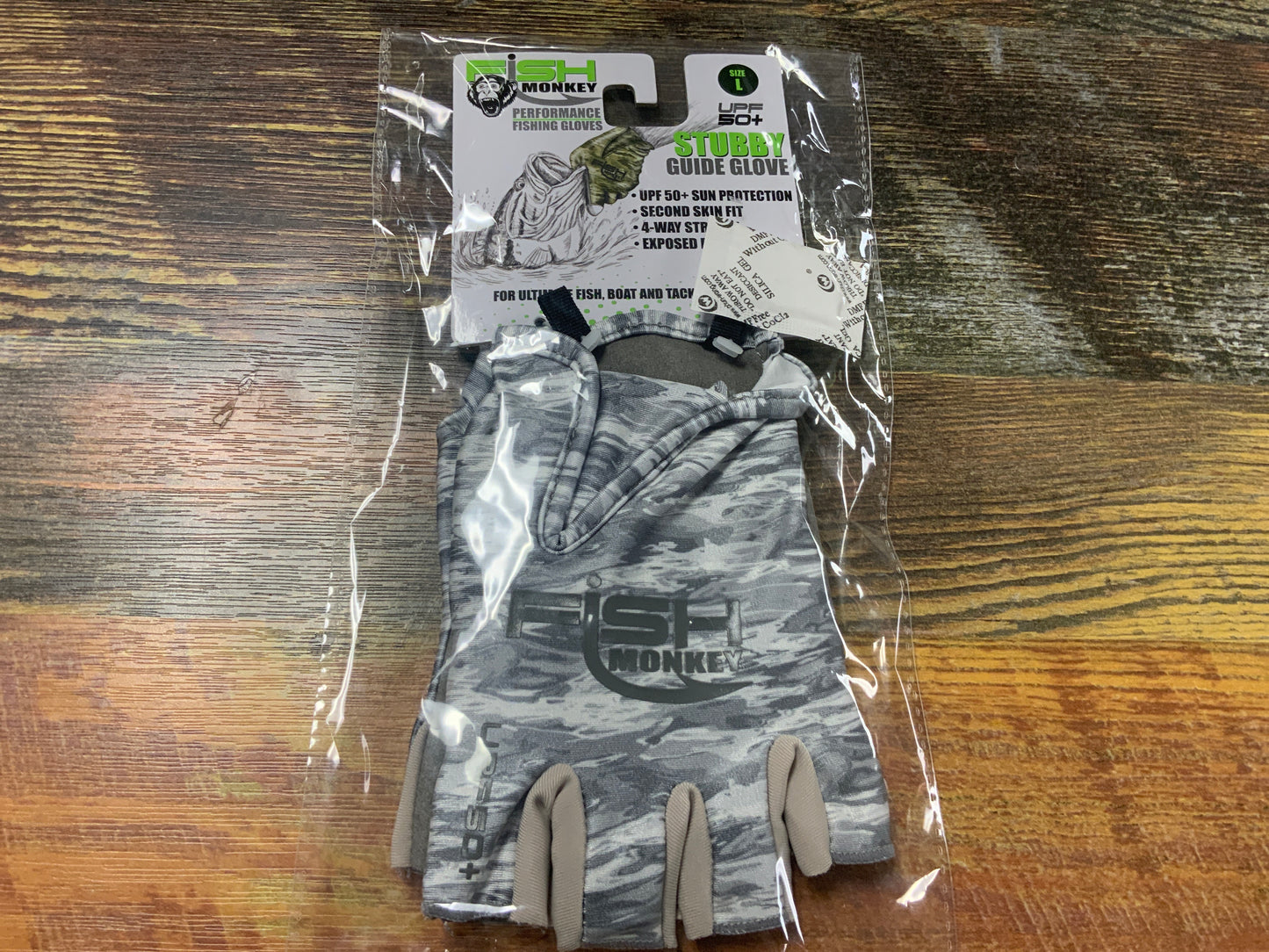 Fish Monkey Stubby Gloves - Lg -  Grey Water