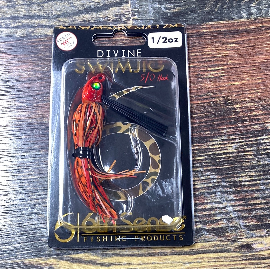 6th sense Divine swim jig 1/2 oz Rayburn Red