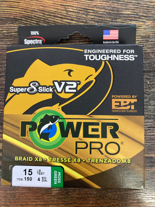 Power Pro Super 8 Slick V2 - 15 lb. 150 yd Moss Green