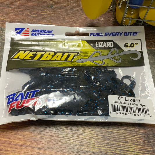 Net Bait Lizard 6" Black Blue Flake