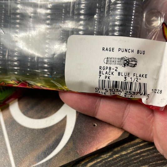 Strike King Rage Tail Punch Bug 3-1/2" Black Blue Flake