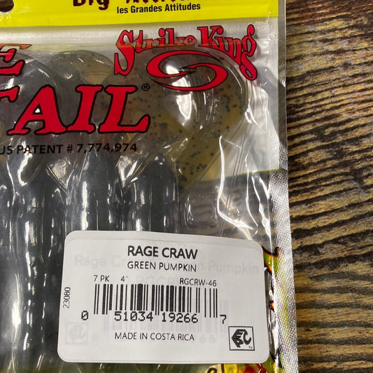Strike King Rage Craw Green Pumpkin 4”