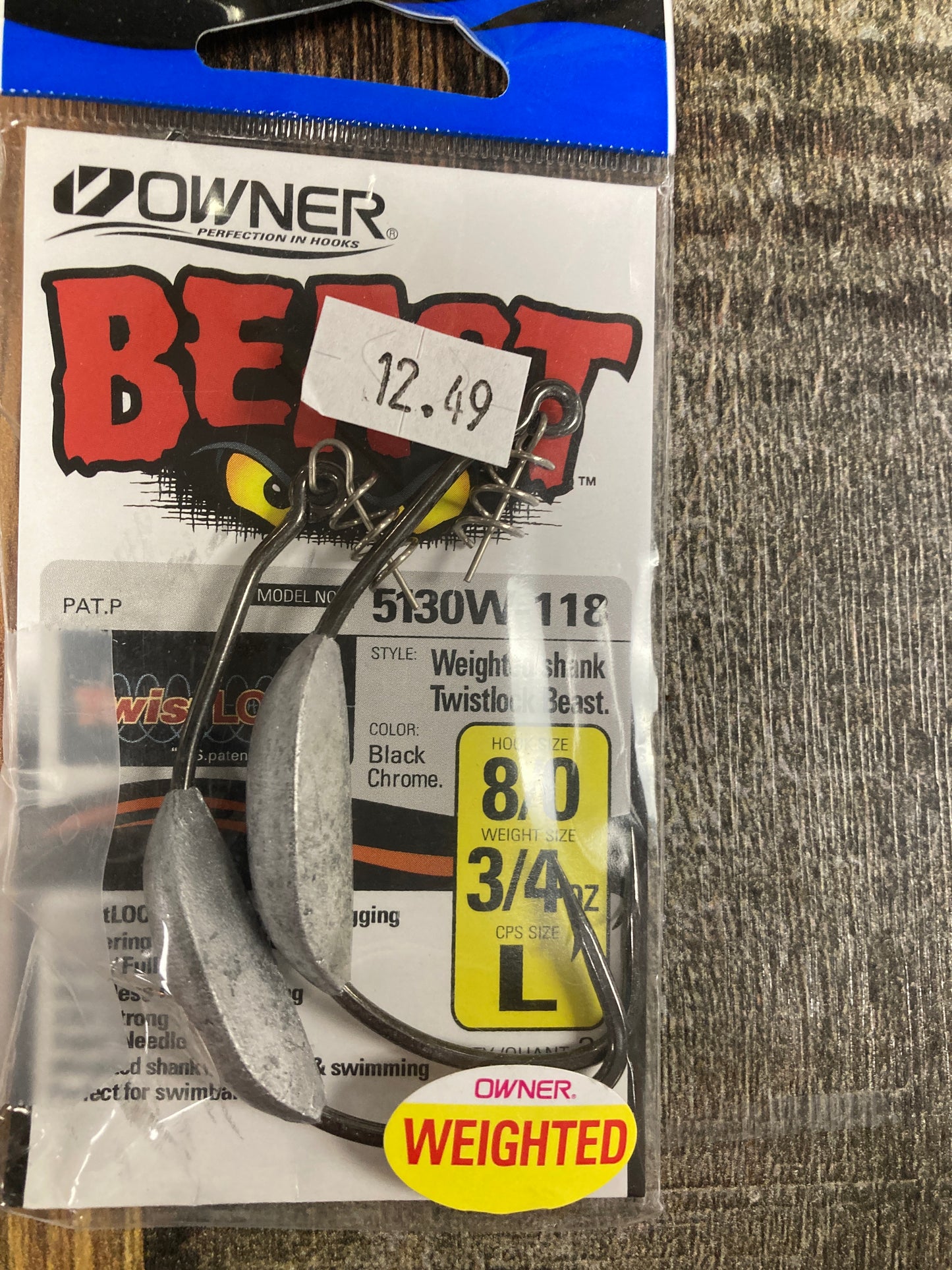 Owner Beast Weighted Hooks 3/4 oz. 8/0