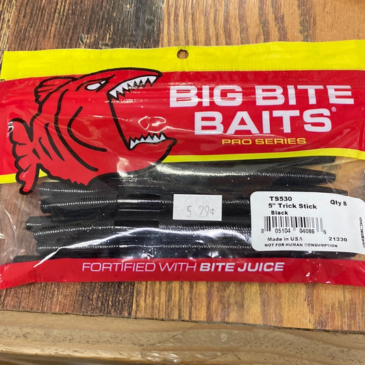 Big Bite Baits 5” Trick Stick Black Blue Metal Flake