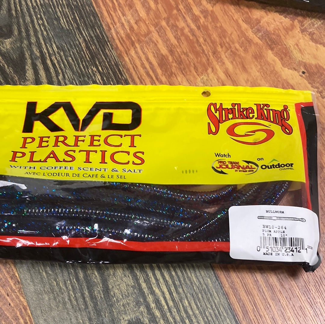 Strike King KVD Bull Worm 10" Plum Apple