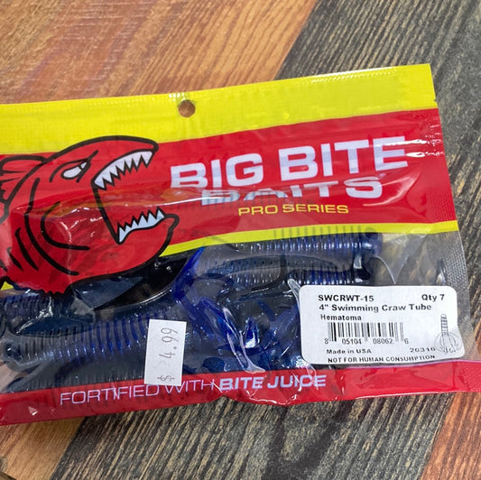 Big Bite Baits 4” Swimming Craw Tube Hematoma