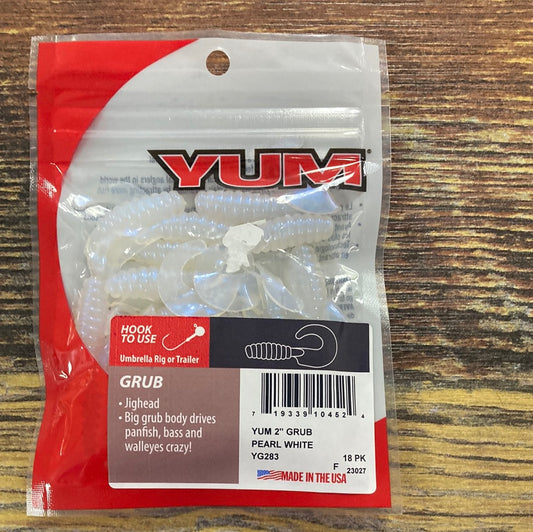 Yum 2” Grub Pearl White