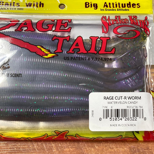 Strike King Rage Cut-R Worm 6” Watermelon Candy