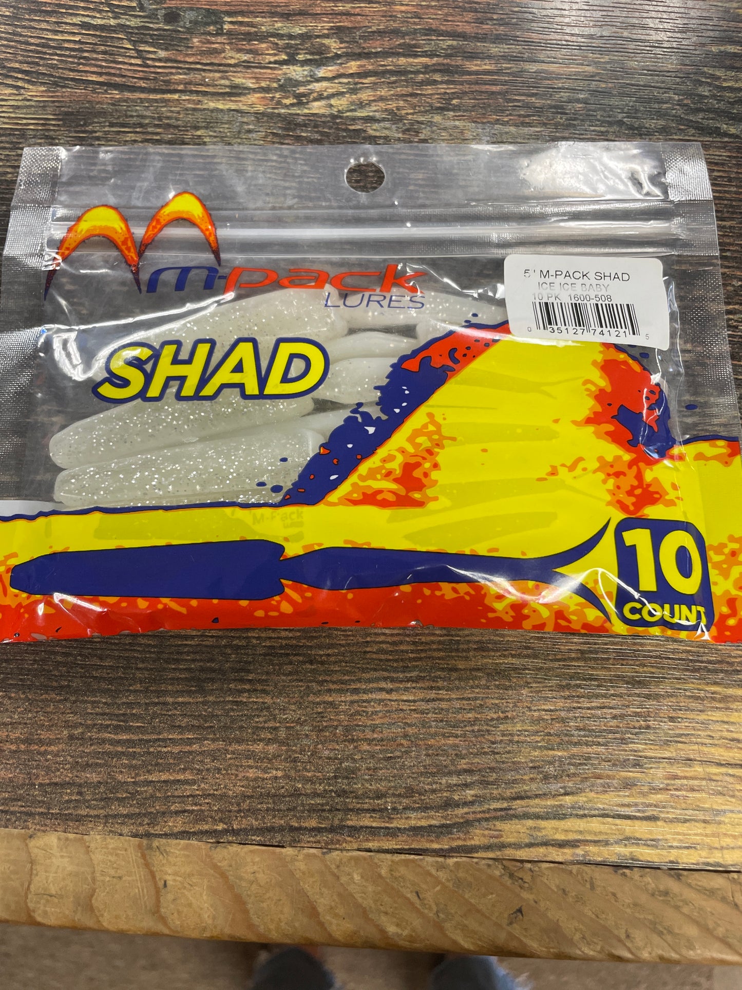 M-Pack Lures Shad 5” 10 Count          Ice Ice Baby