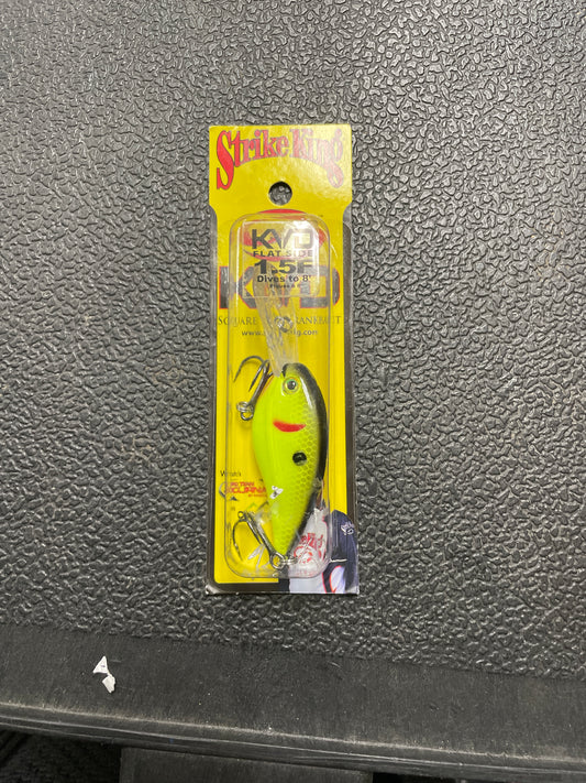 Strike King KVD Flat Side 1.5F Black Back Chartreuse