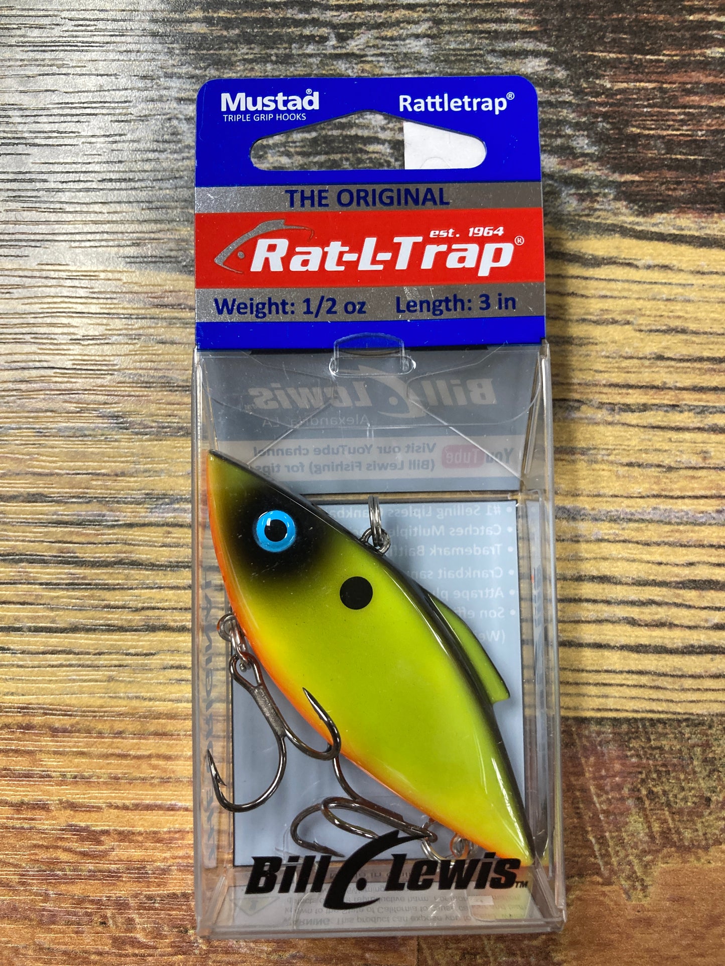 Bill Lewis Rat L Trap 1/2 oz. Chartreuse Black Back