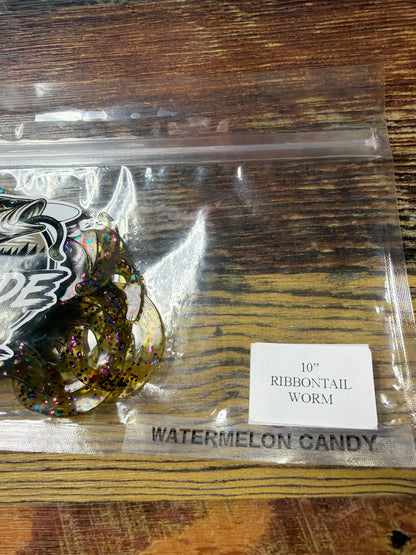 Lakeside Lures 10” Ribbon Tail Watermelon Candy