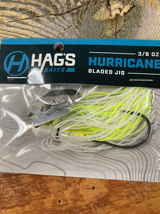 Hags Baits Hurricane White Chartreuse 3/8 oz. Silver Blade