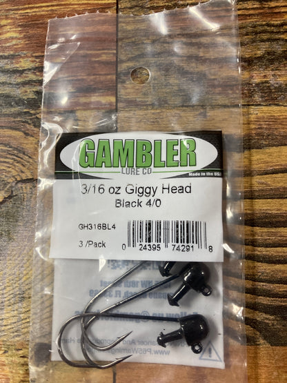 Gambler Giggy Head 3/16 oz. 4/0 Black