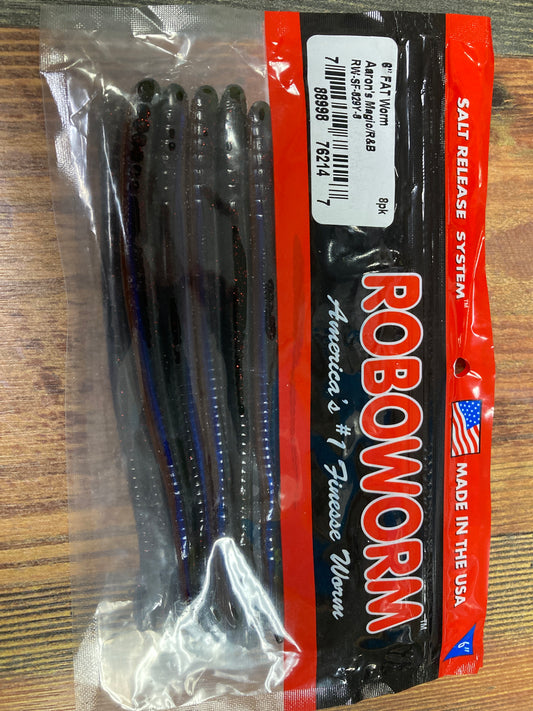 Roboworm Fat Straight Tail 6" Aarons Magic R&B