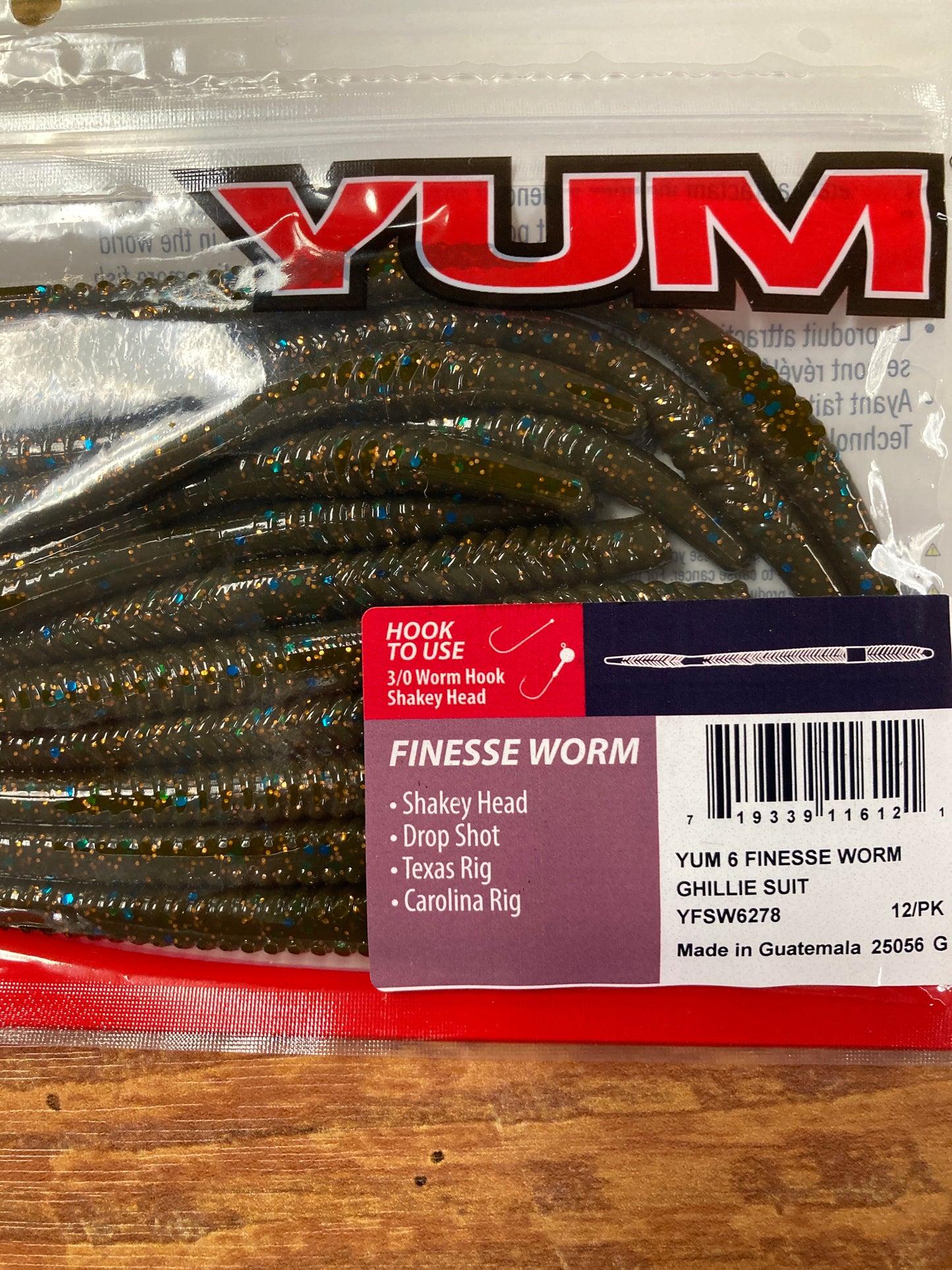 Yum Finesse Worm 6.5" Gillie Suit