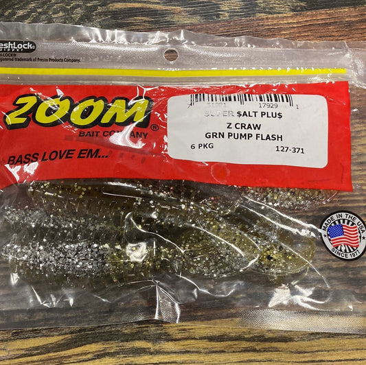 Zoom Z Craw - Green Pumpkin Flash