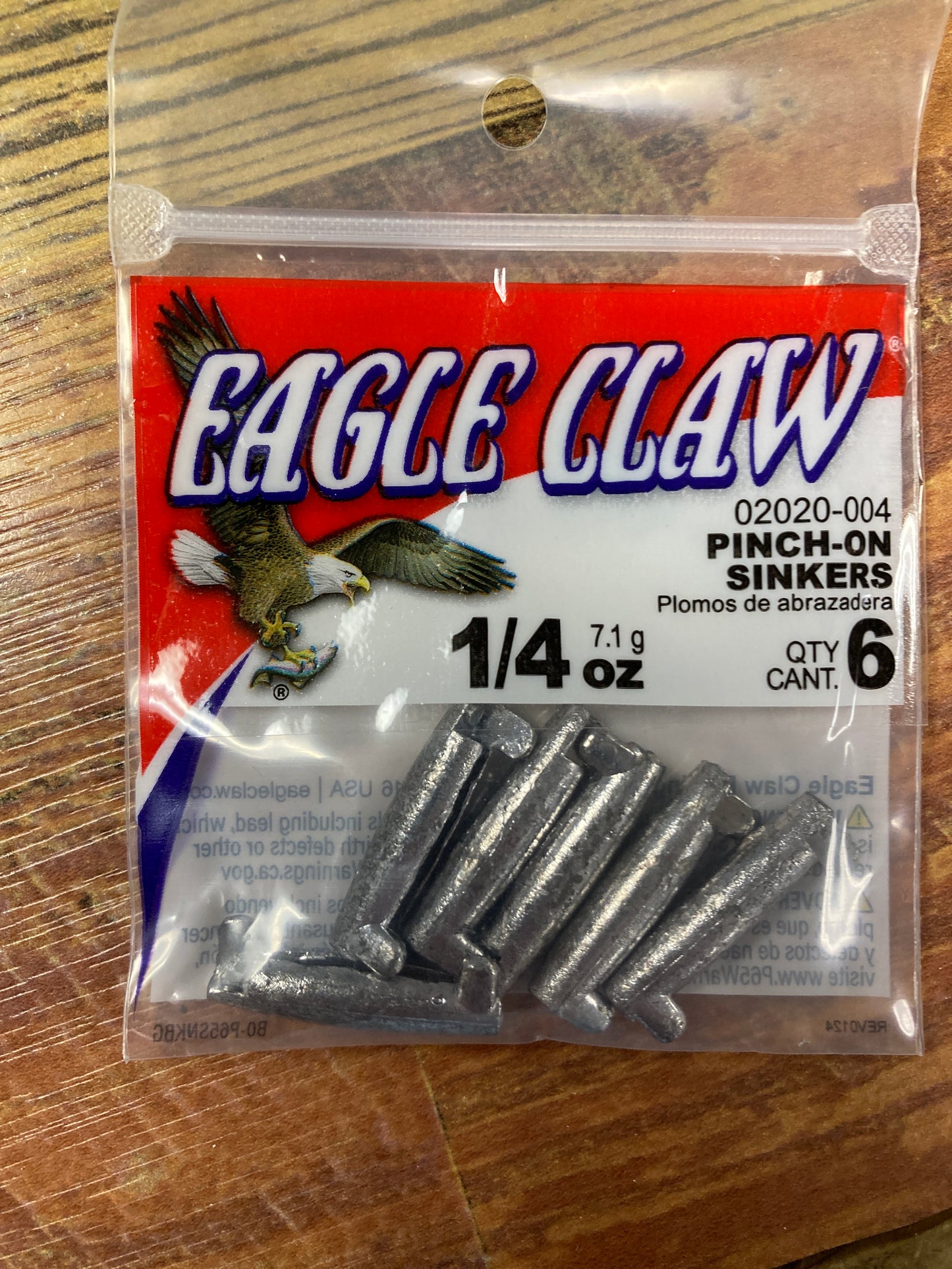Eagle Claw Pinch On Weights 1/4 oz