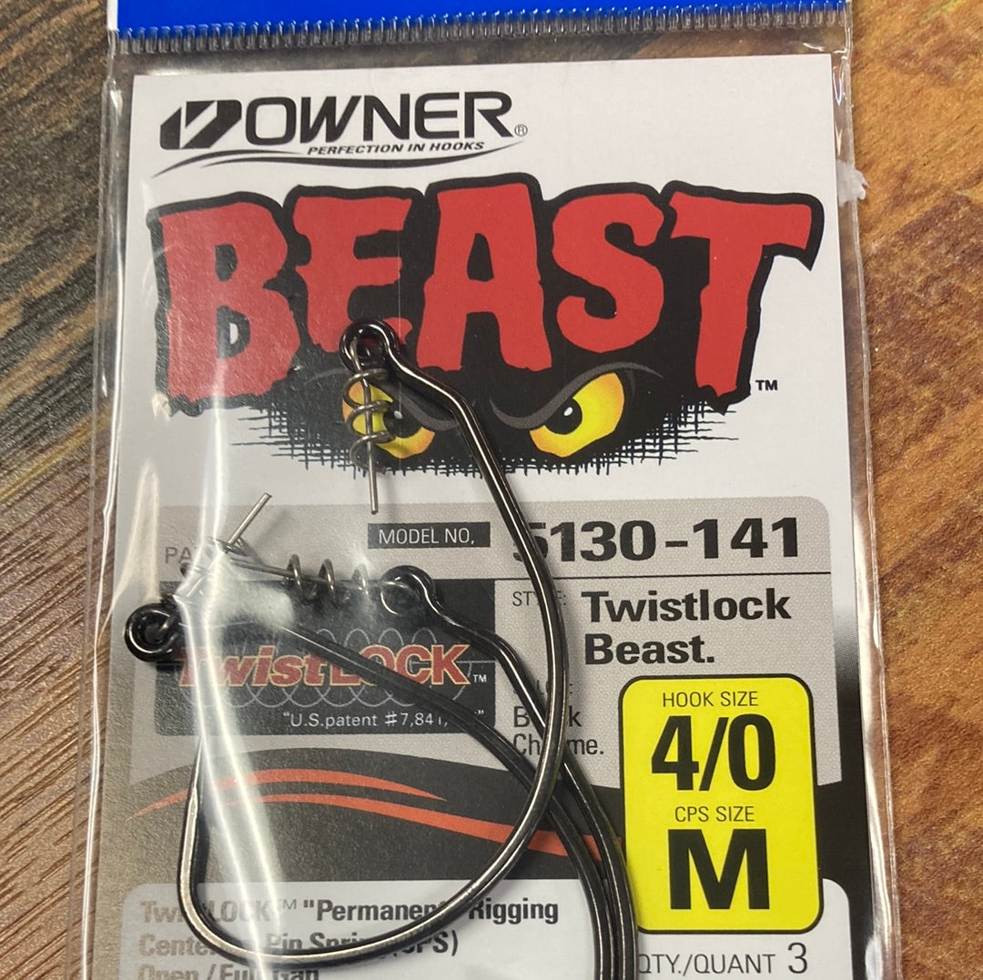 Owner Beast Twist Lock 4/0 Chrome Black