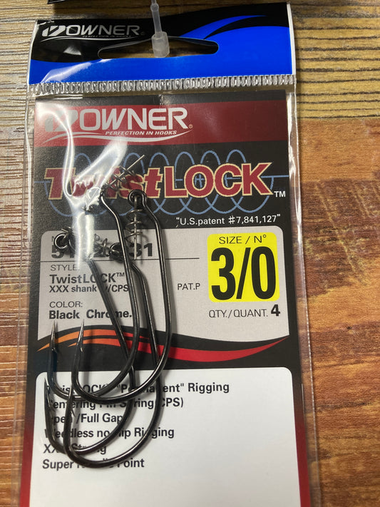 Owner TwistLock XXX Shank 3/0 Black Chrome