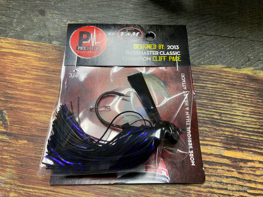 V&M Flatline Football Jig 3/4 oz. Black Blue Chrome