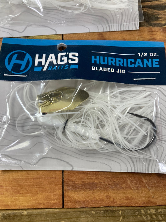Hags Baits Hurricane - White 1/2 oz. Gold Blade