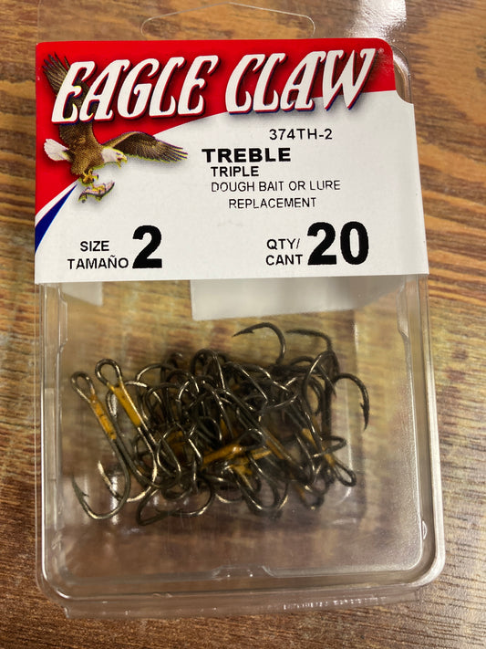 Eagle Claw Treble Hooks #2 Bronze