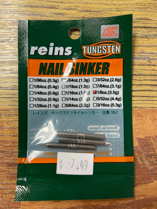 Reins Tungsten Nail Sinker 1/8 oz.