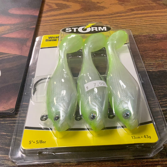 Storm Wildeye Swim Shad 5” 5/8 oz. Shiner Chartreuse Silver