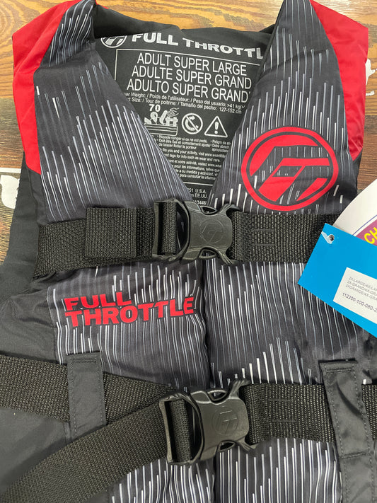 Full Throttle Nylon Life Jacket Adult 2XL/4XL Red