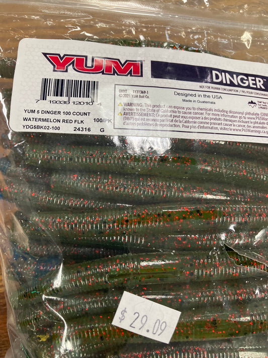 Yum Dinger 5” Watermelon Red Flake