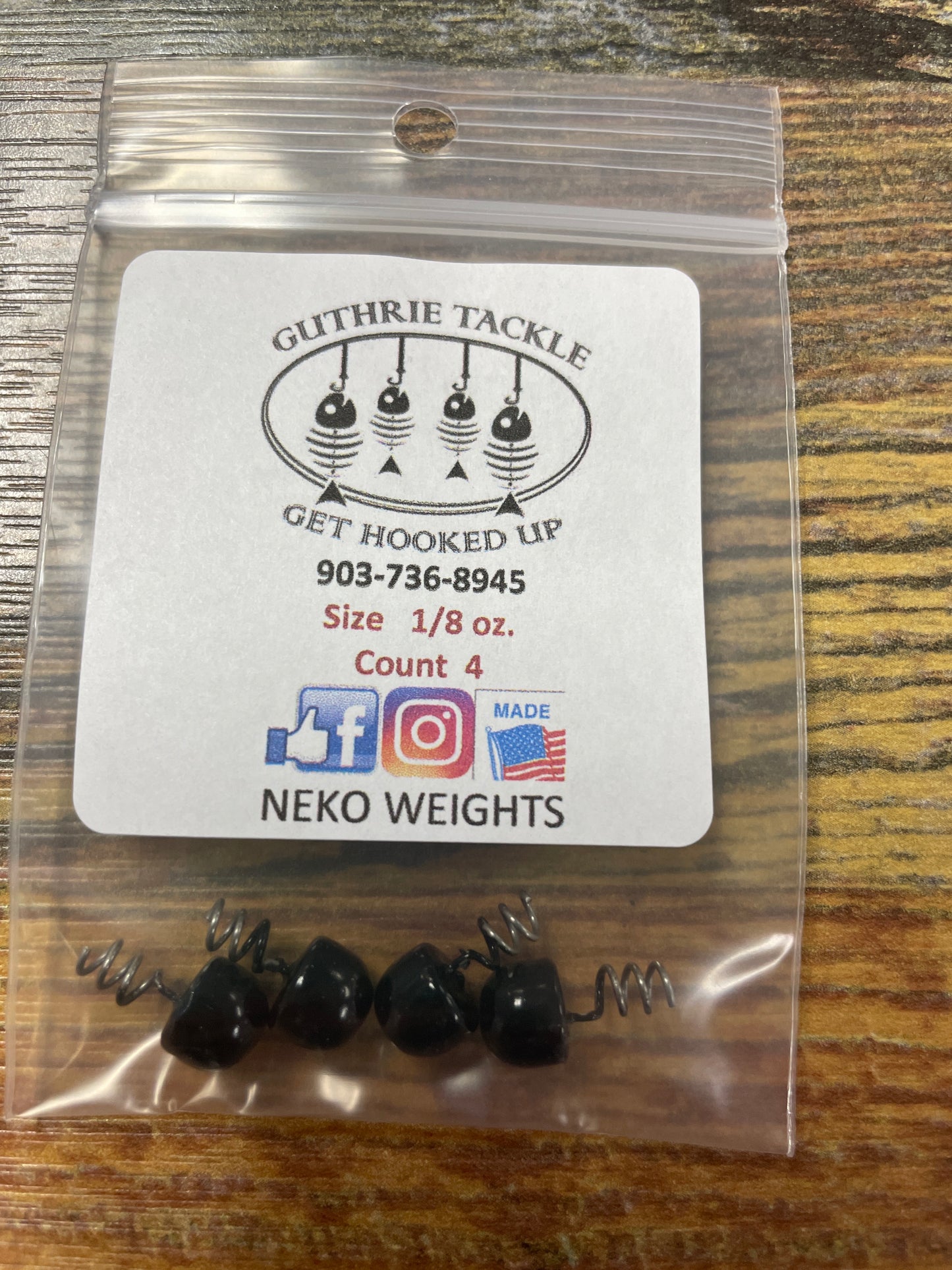 Guthrie Tackle Neko Weights 1/8oz Black