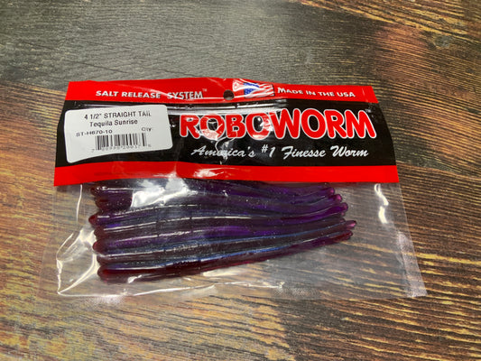 Roboworm Straight Tail 4.5" Tequila Sunrise