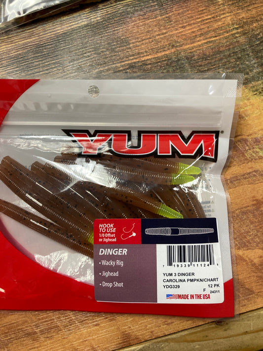 Yum Dinger 3” Carolina Pumpkin Chartreuse