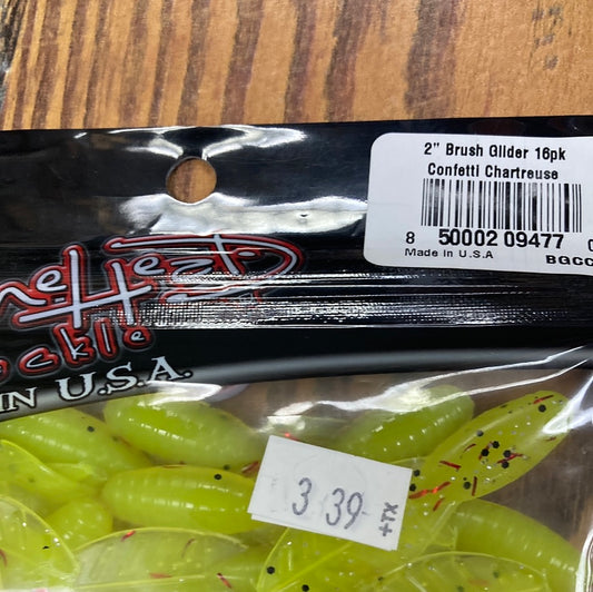 Bone Head Brush Glider 2" Confetti Chartreuse