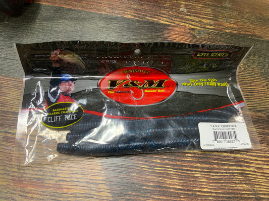 V&M Chopstick 6" Black Blue Glitter