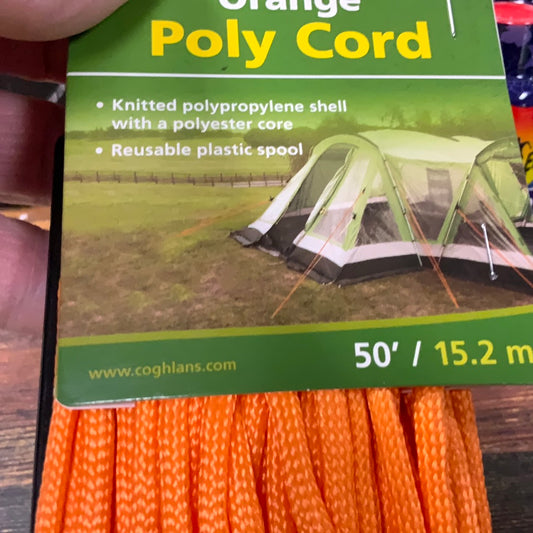 Coghlans 1/4" x 50’ Orange Poly Cord