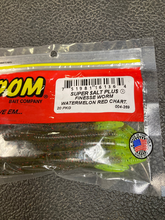 Zoom Finesse Worm - Watermelon Red Chartreuse