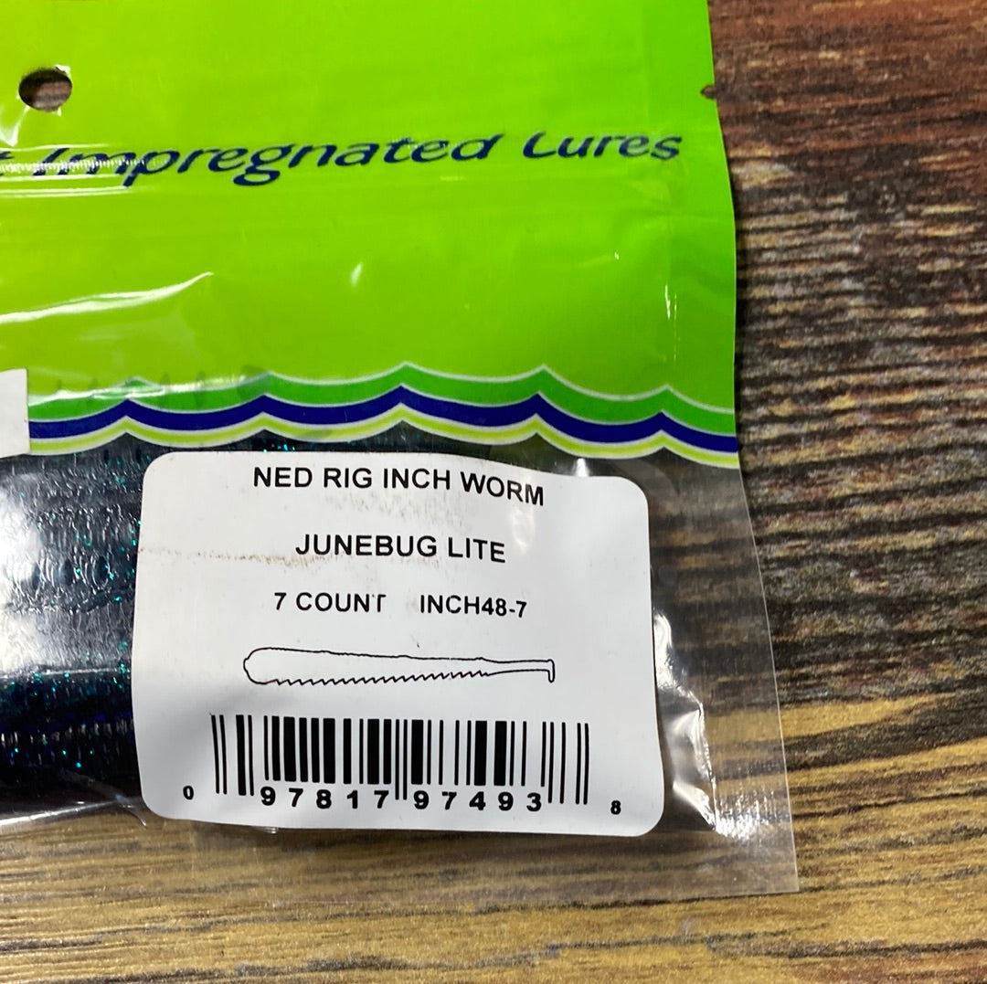 Gene Larew Ned Rig Inch Worm - Junebug Lite