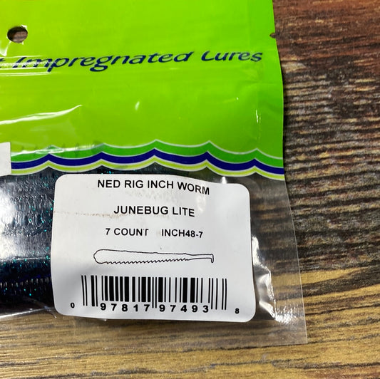 Gene Larew Ned Rig Inch Worm - Junebug Lite