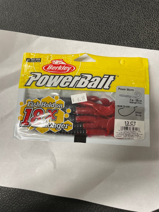 Berkley Power Worm 7” Midnight Fire