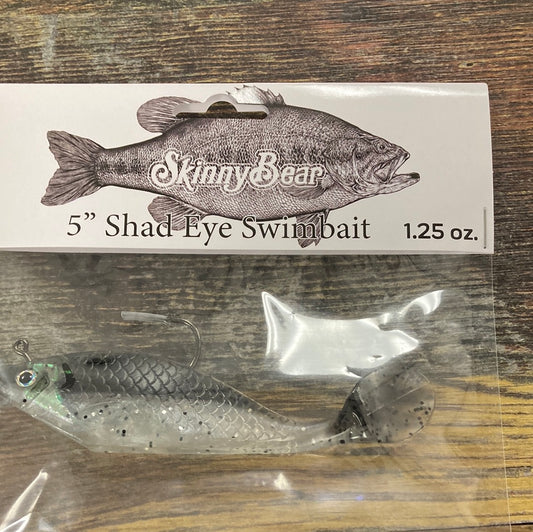 Skinny Bear Shad Eye Swimbait 1.25oz. 5" Shad Smoke