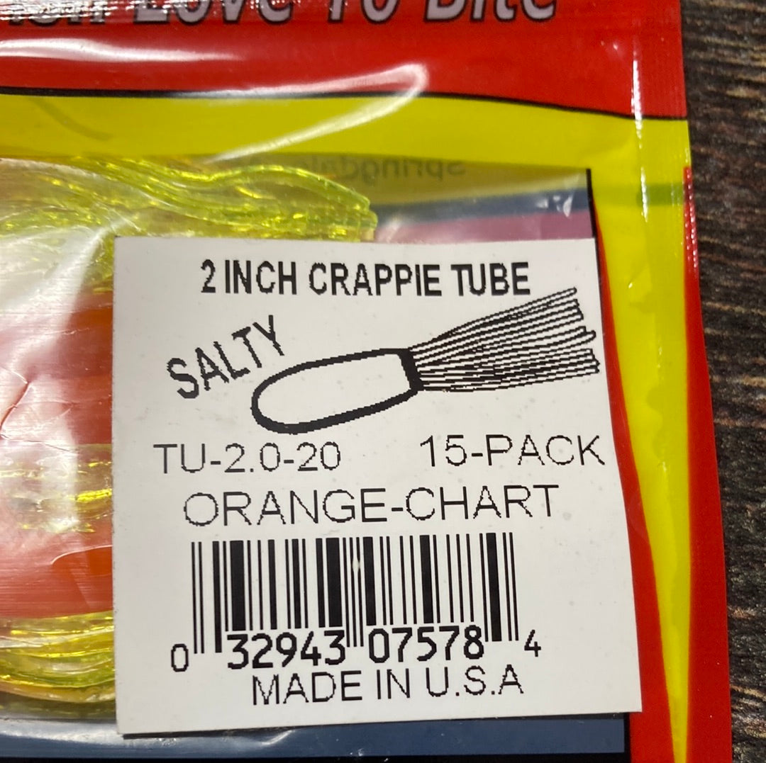 Arkie 2” Crappie tube Orange/Chart