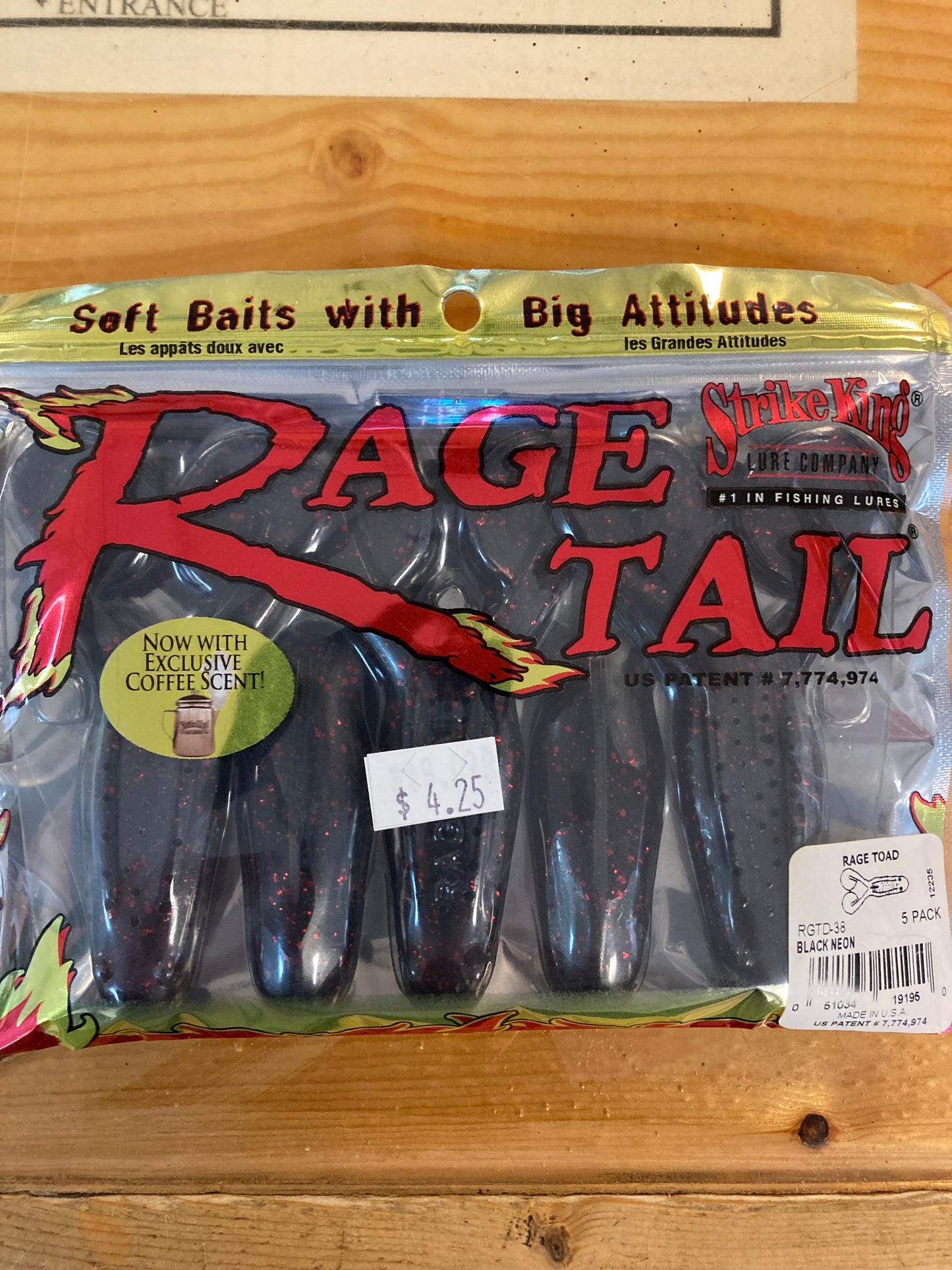 Strike King Rage Tail Rage Toad - Black Neon