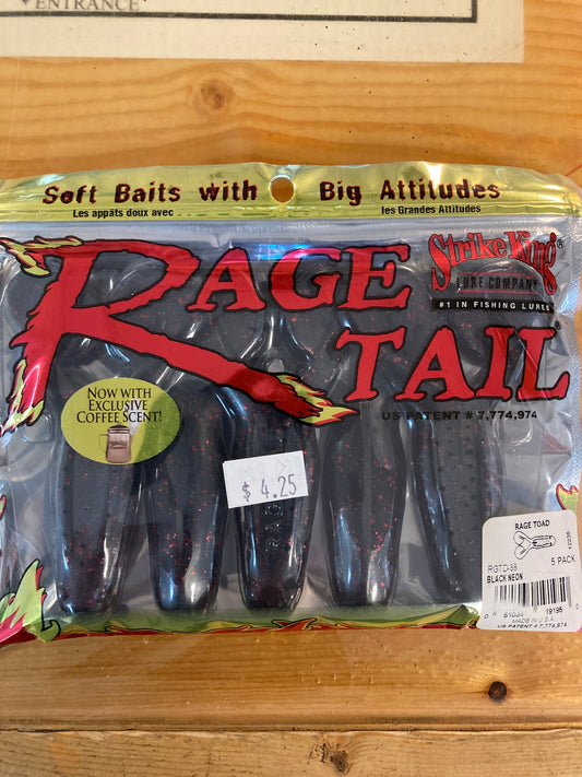 Strike King Rage Tail Rage Toad - Black Neon