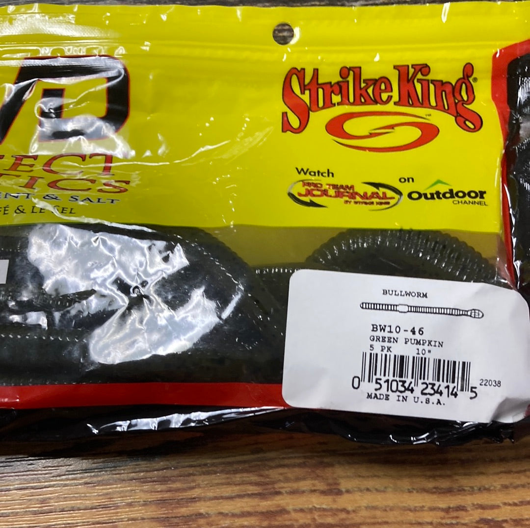 Strike King KVD Bull Worm 10" Green Pumpkin